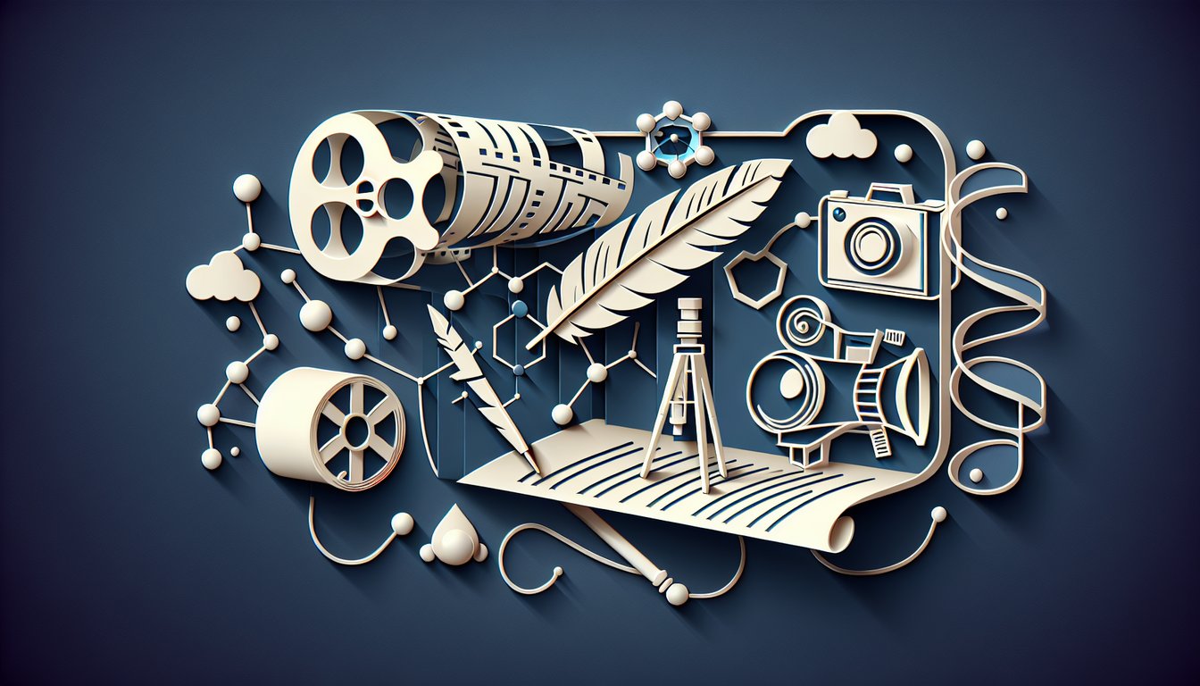 Paper art illustration for online general knowledge quiz on a dark blue background