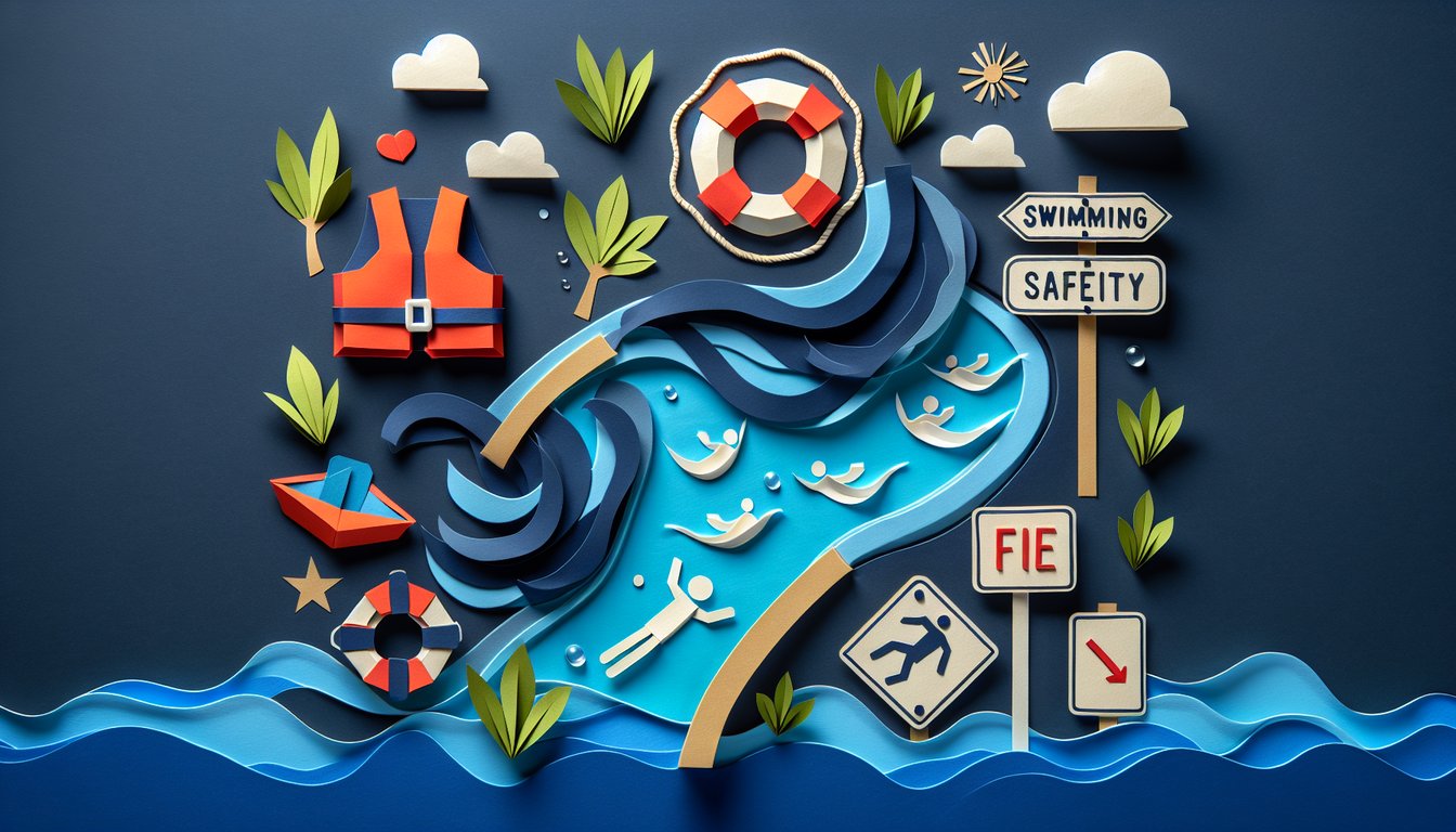 Paper art depicting a quiz on Potomac River swimming safety
