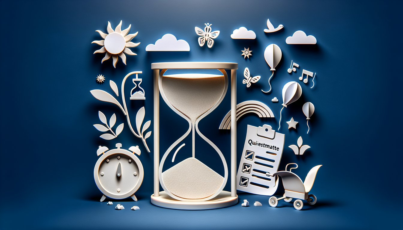 Paper art illustration for a quiz about assessing ones level of childishness on a dark blue background.