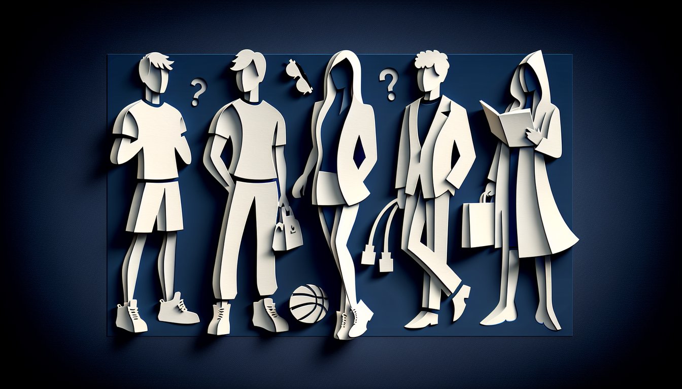Paper art illustration of four stylized teen girls around PLL quiz title on dark blue background