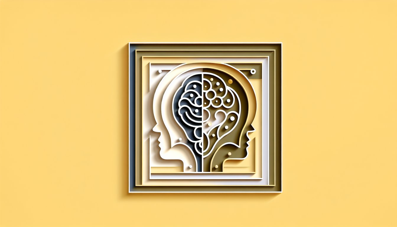 Paper art illustration for extrovert introvert test on a golden yellow background