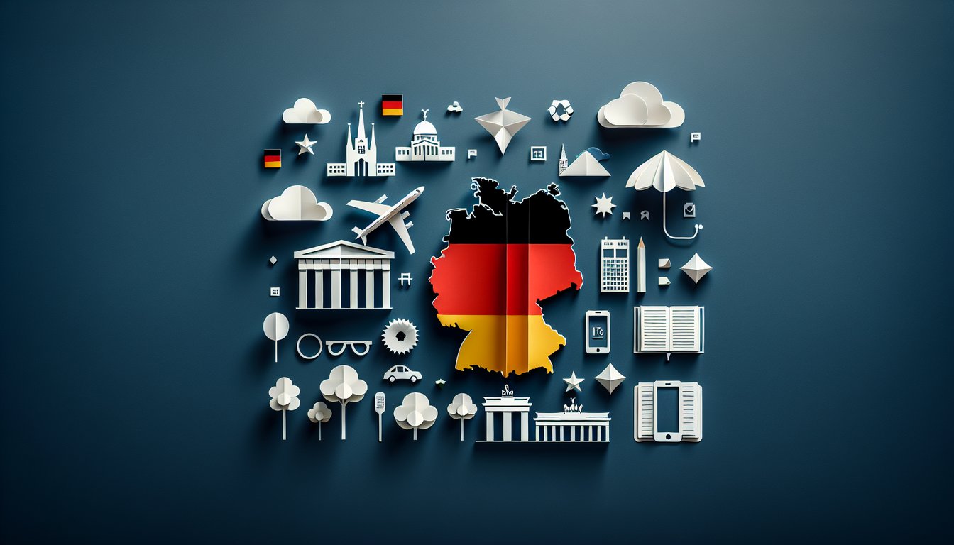 3D voxel art representing the Beginning German I course with high-quality visuals
