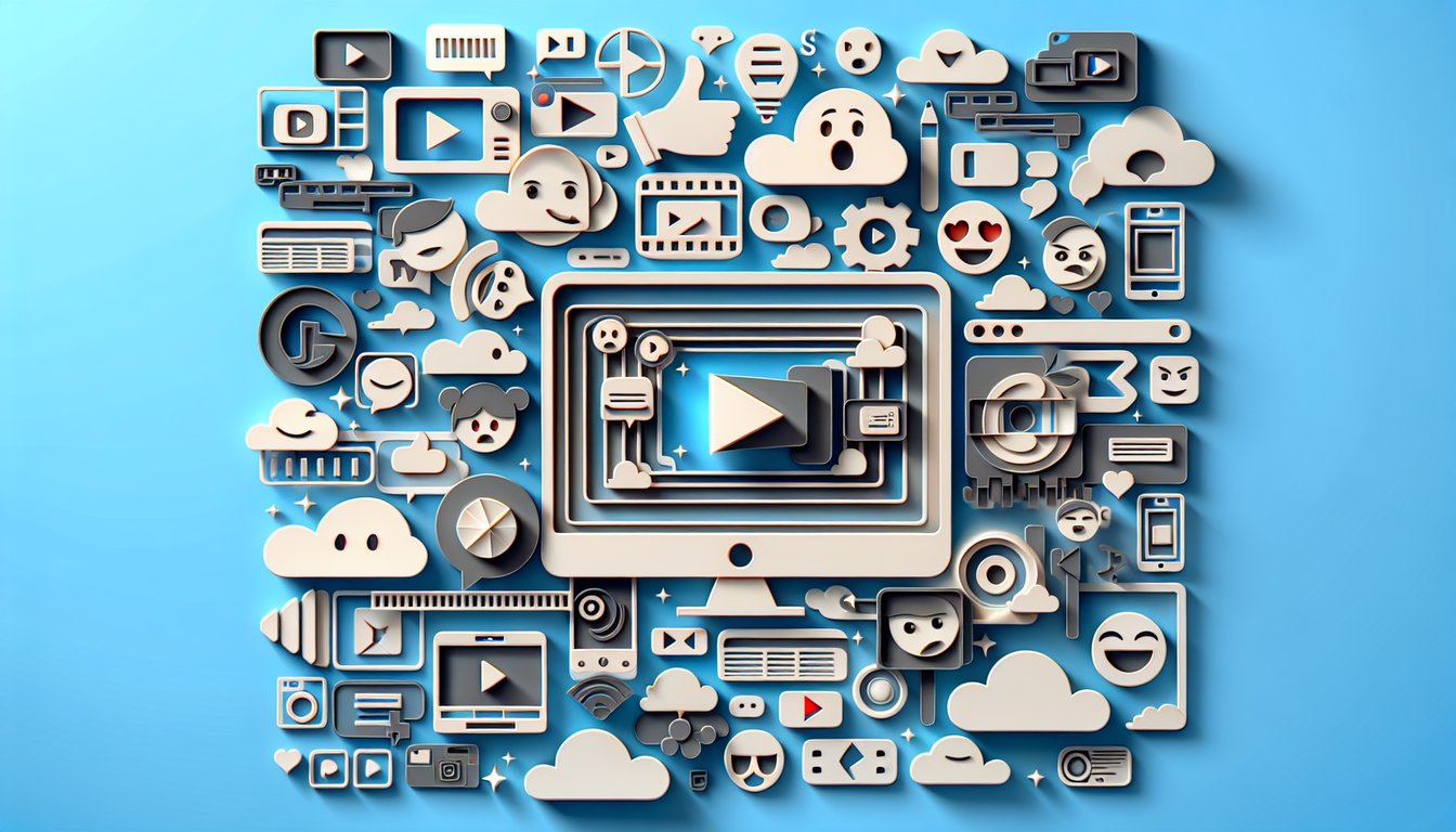 Paper art illustration for personality matching quiz with YouTubers on a sky blue background