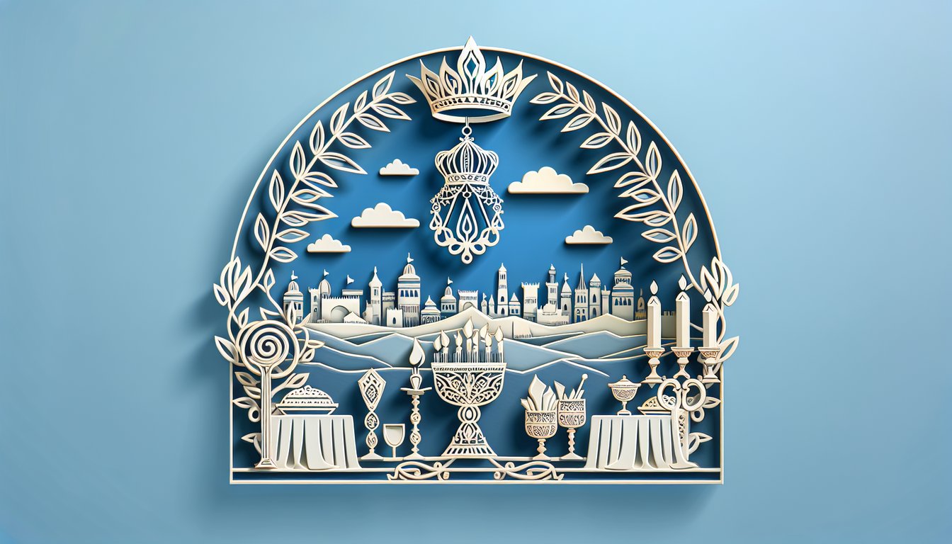 paper art open book crown scroll on sky blue background for free Esther Bible Study Chapter 1 quiz