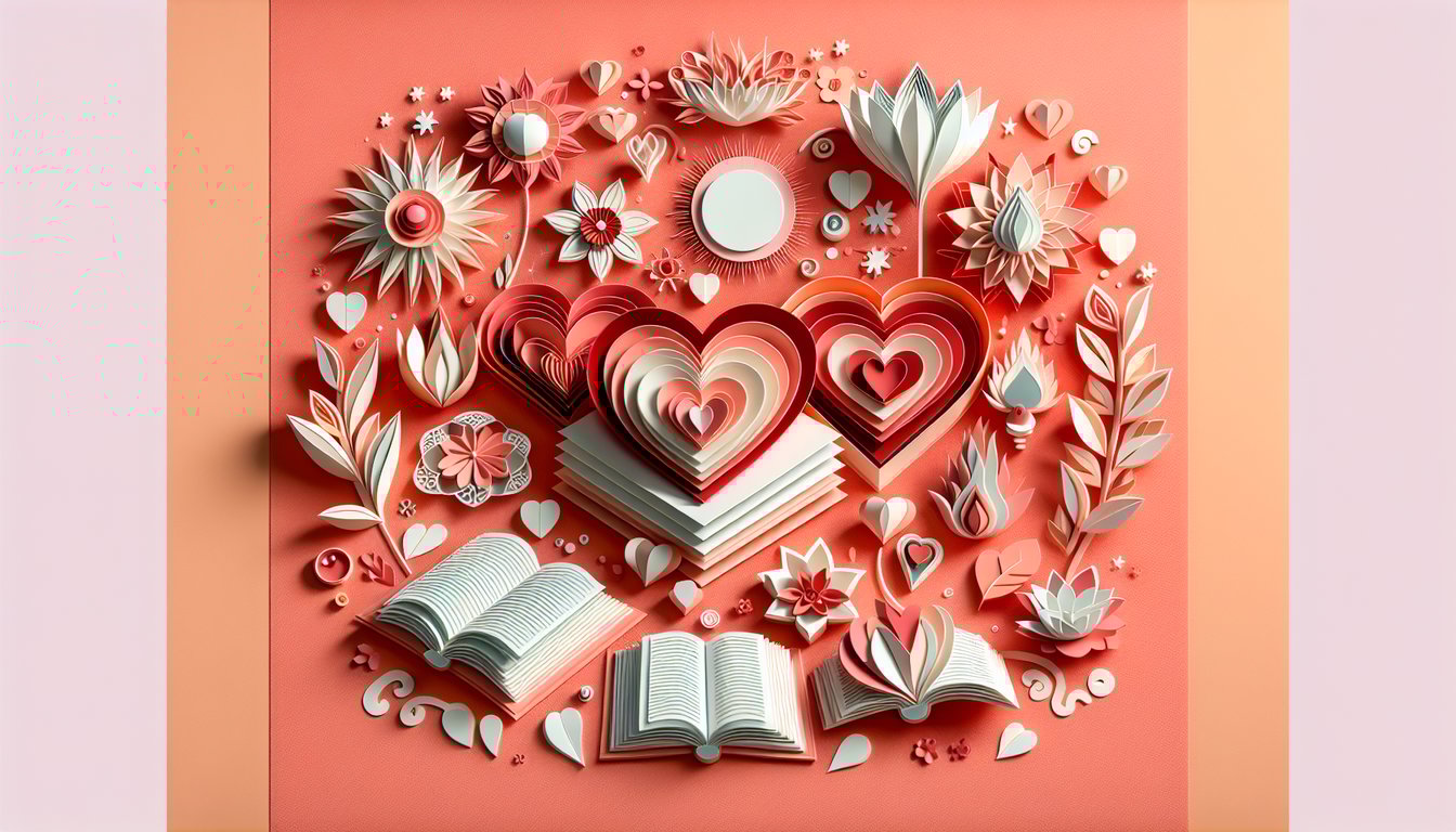 Paper art illustration coral background couple silhouettes with heart puzzle pieces representing hidden daddy issues quiz