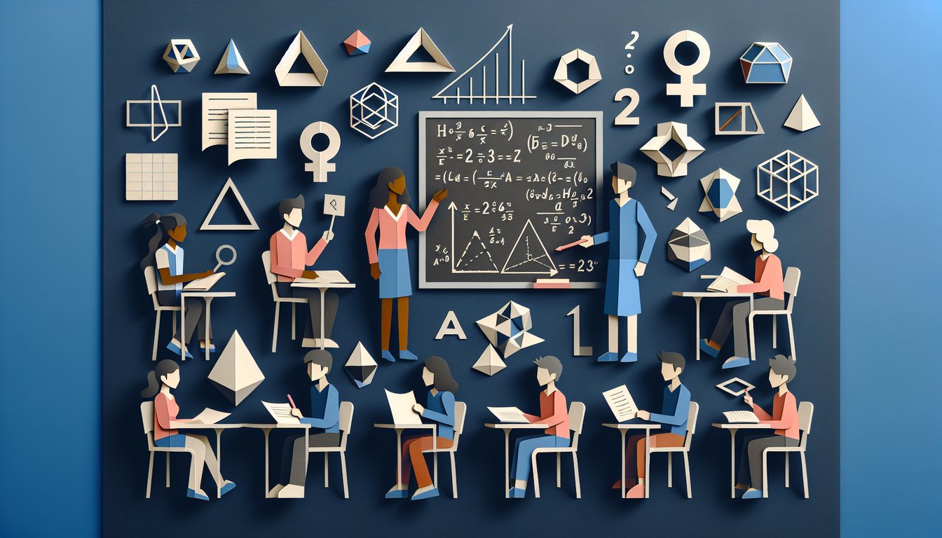 Paper art promoting Geometry Showdown Ch2-3 trivia challenge for high school students