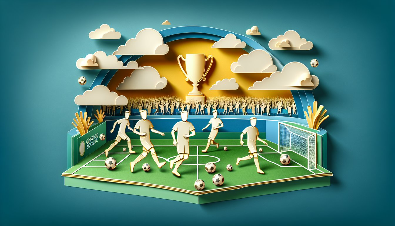Paper art illustration for Blue Lock quiz on a golden yellow background