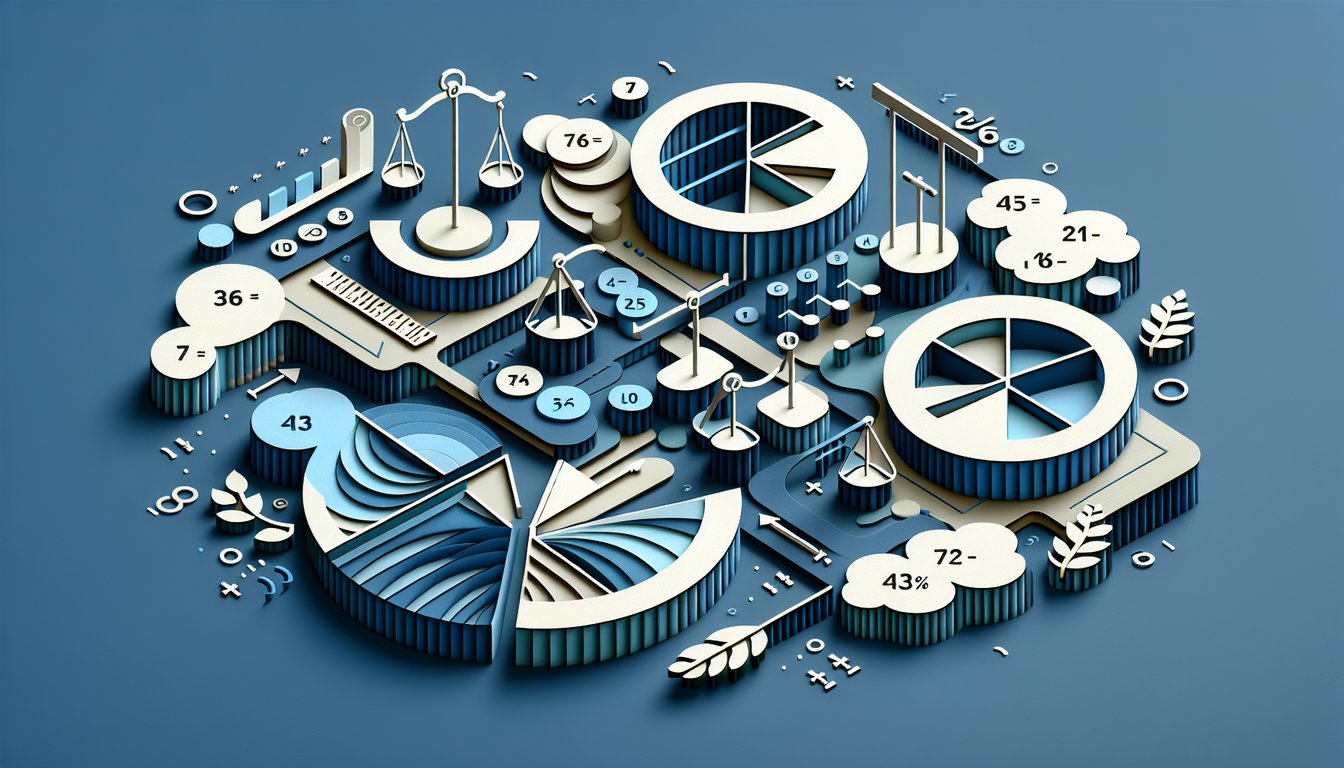 Paper art illustration showing fraction 43 over 4 and mixed number 10 and 3 over 4 on dark blue background