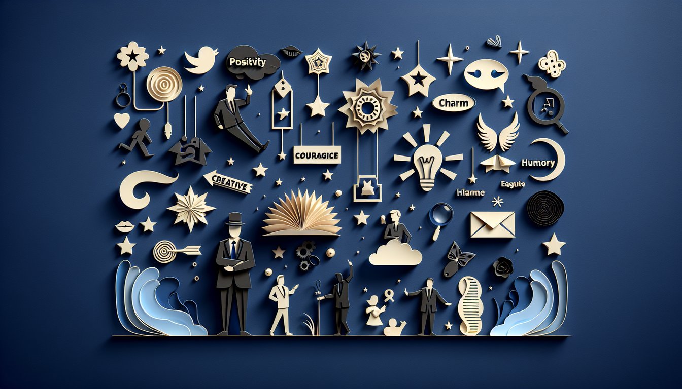Paper art illustration for Little Miss personality quiz on dark blue background