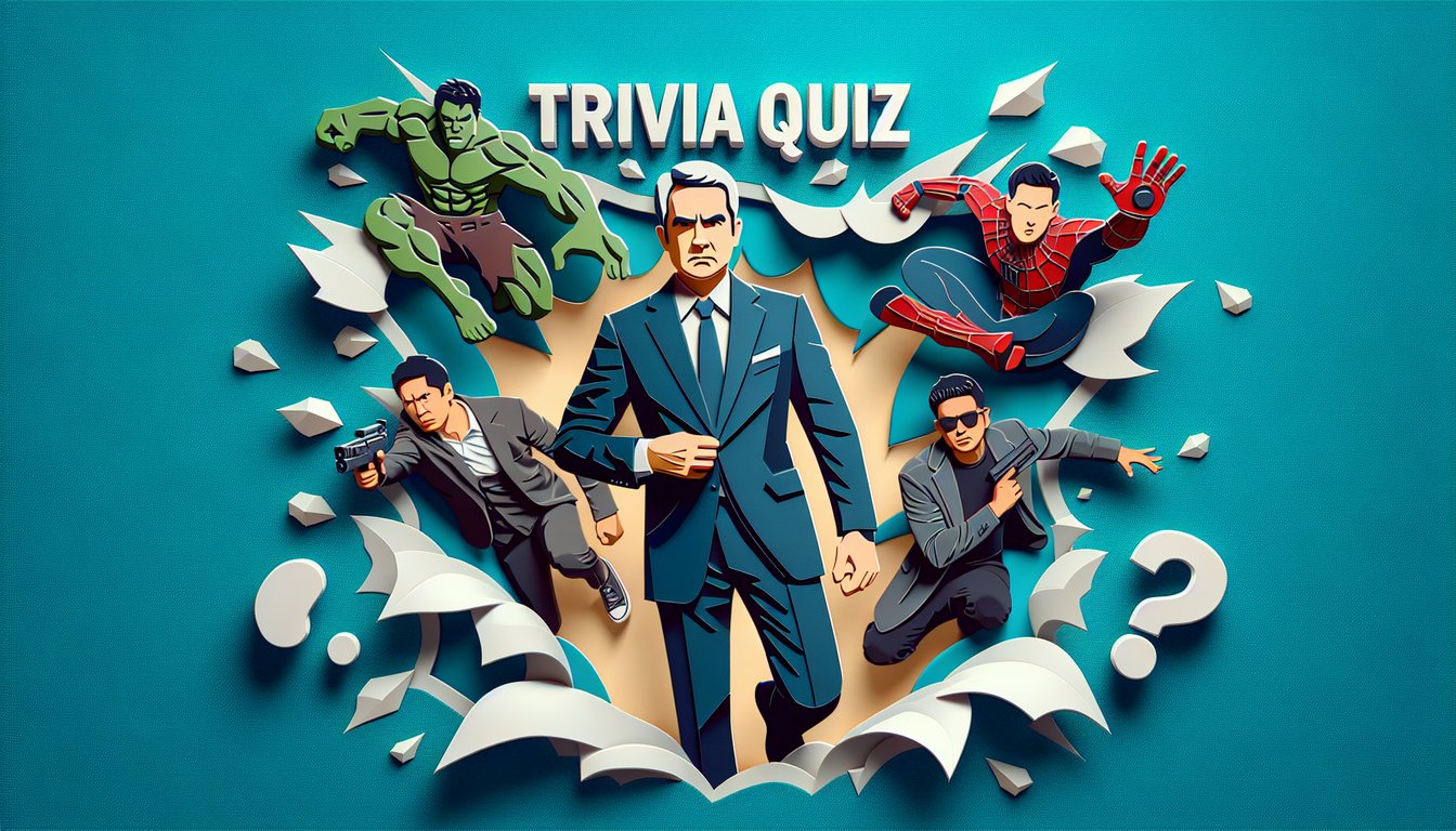 Paper art illustration for free Deadpool 2 trivia quiz with comic egg icons and humor elements on teal background