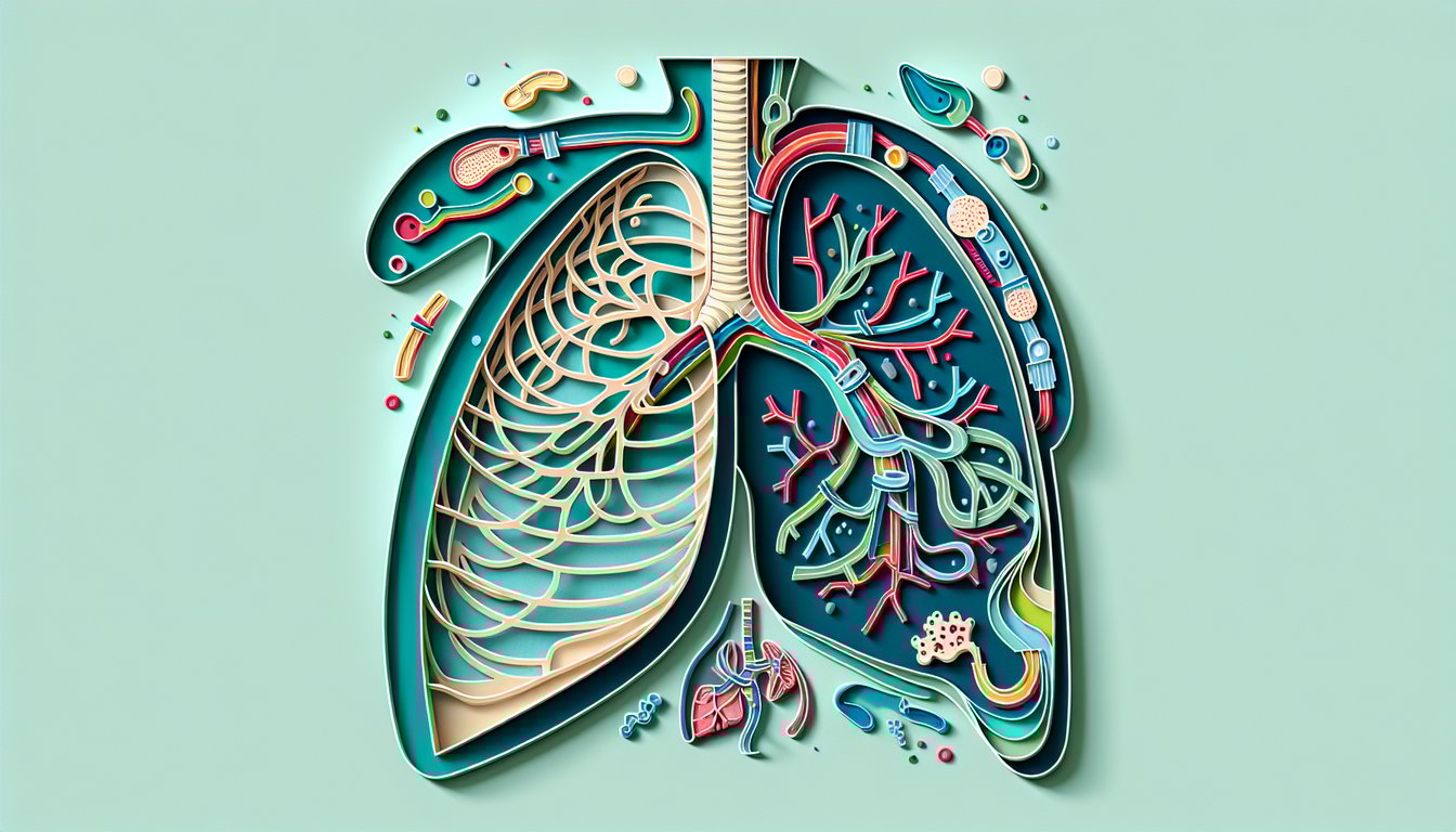 Paper art thoracic duct and lymph nodes on teal background for interactive quiz on lymph drainage and entry points