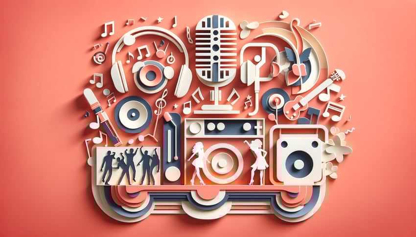 BTS themed quiz paper art illustration on a coral background