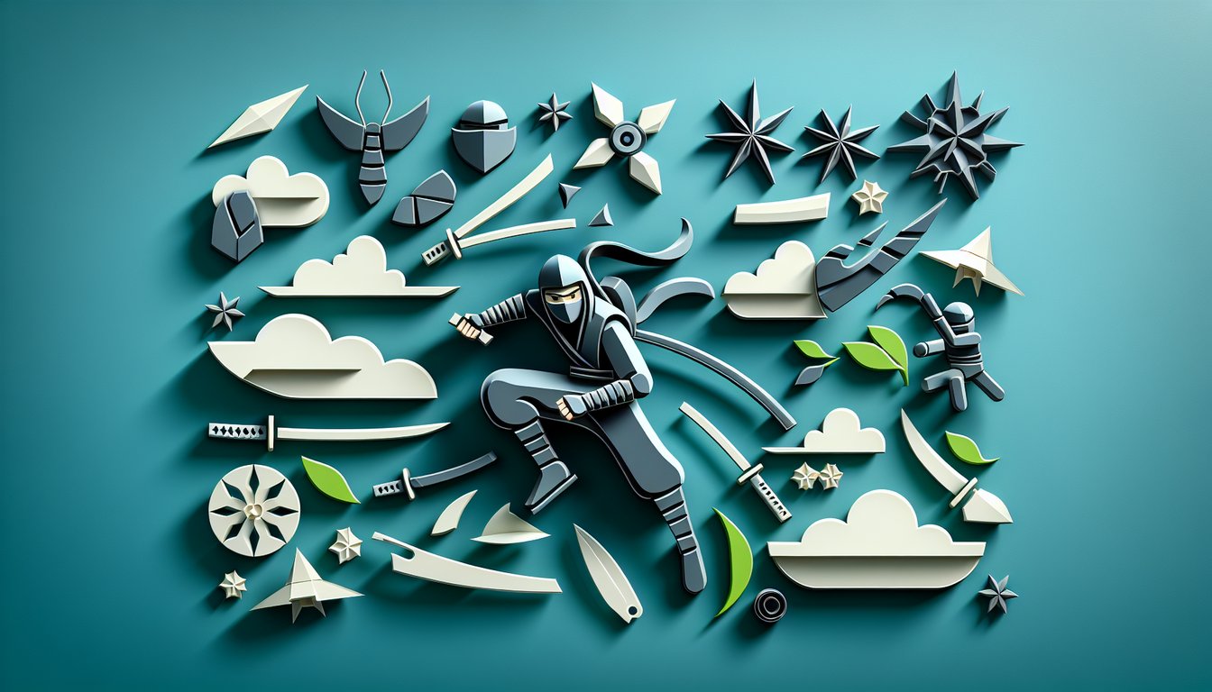 Paper art illustration for Naruto quiz on teal background
