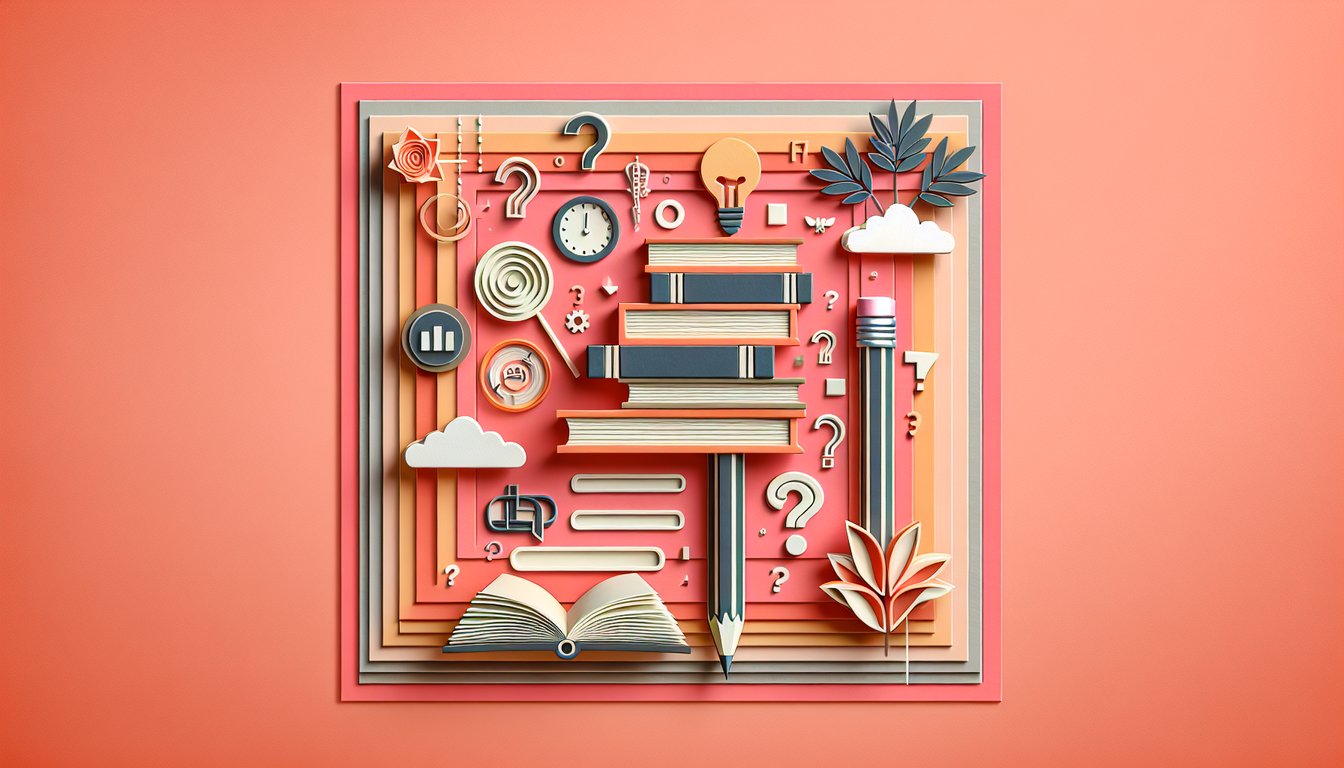 Paper art collage with rice sandwich motifs quiz icons and Sandra Cisneros text on coral background