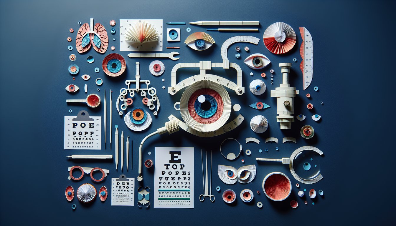 Colorful paper art promoting Ophthalmology Skills Assessment Quiz.