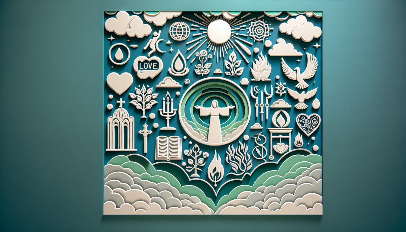 Paper art quiz illustration featuring Bible pages 1 John title question marks and challenge lines on teal background