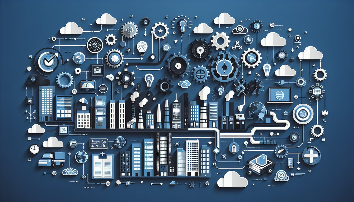 Colorful paper art depicting a quiz on Industry Technology Spending