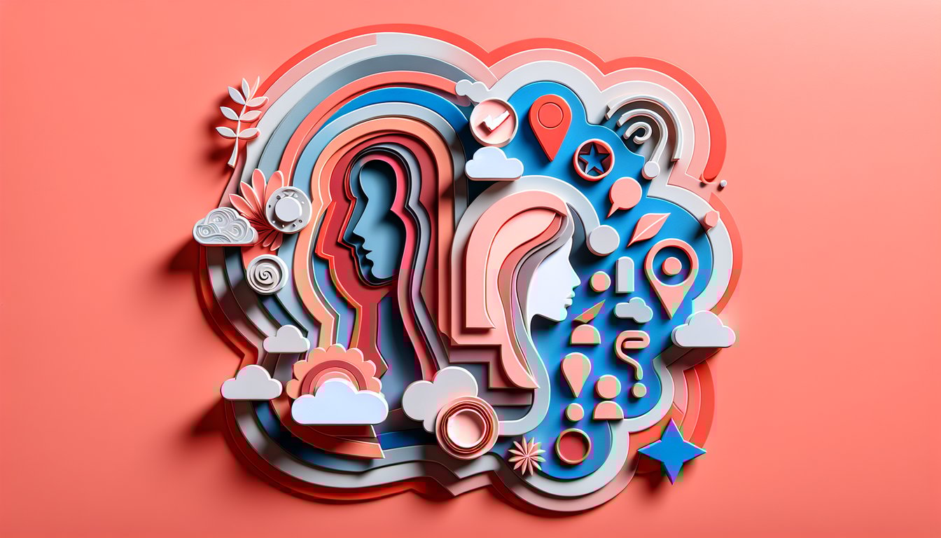 Paper art illustration for DSMP style-match quiz on a coral background.