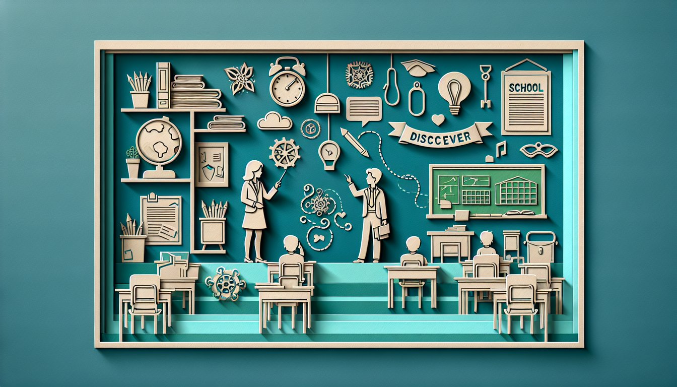 Paper art illustration for Does My Teacher Like Me Quiz on teal background
