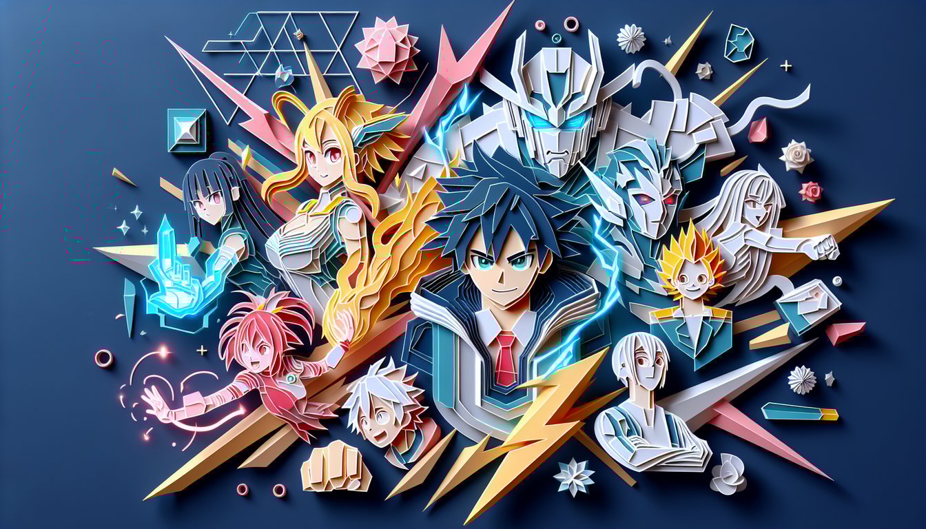 Paper art illustration for Inuyasha quiz on dark blue background
