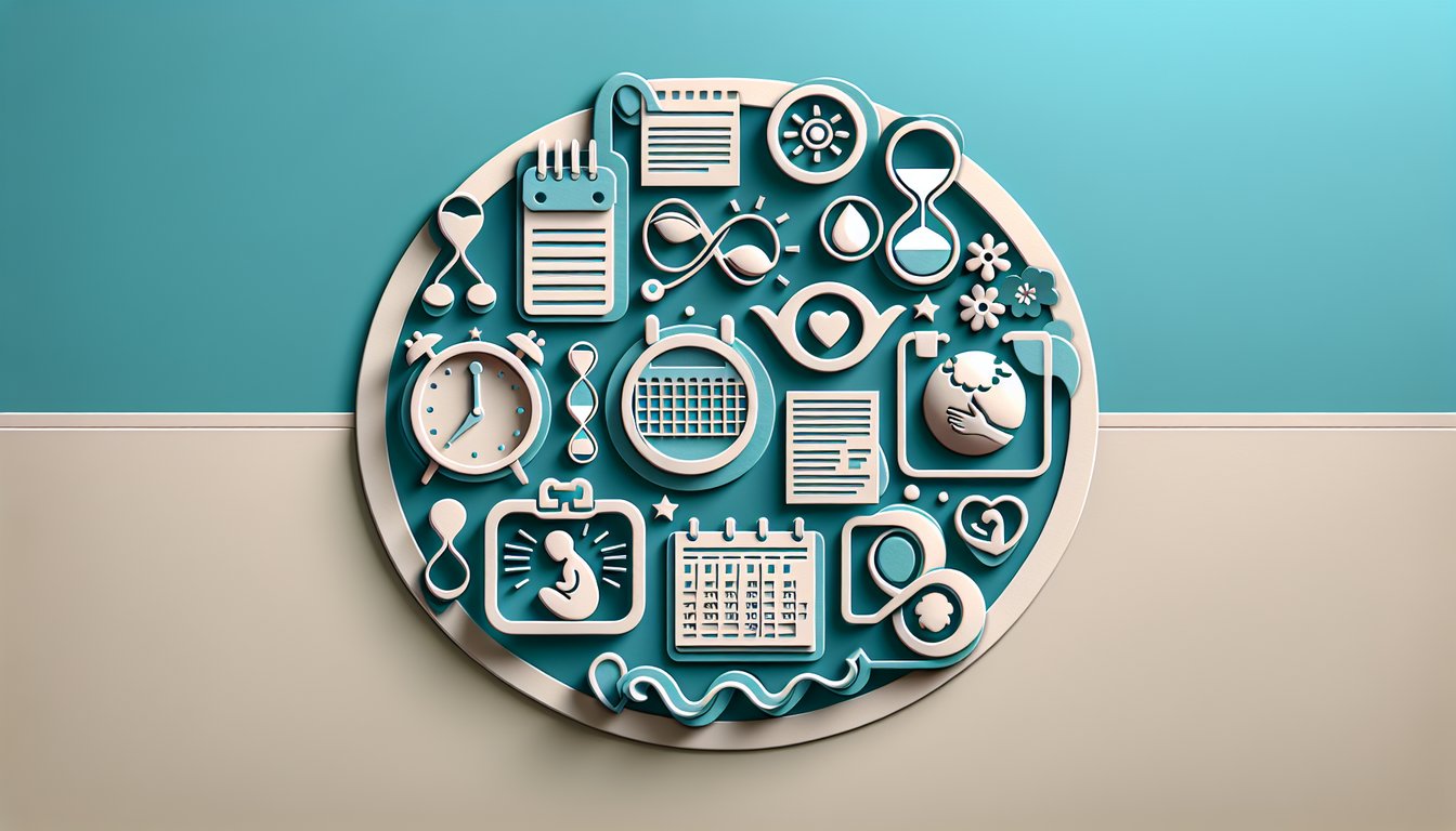 Paper art illustration for pregnancy prediction quiz on teal background