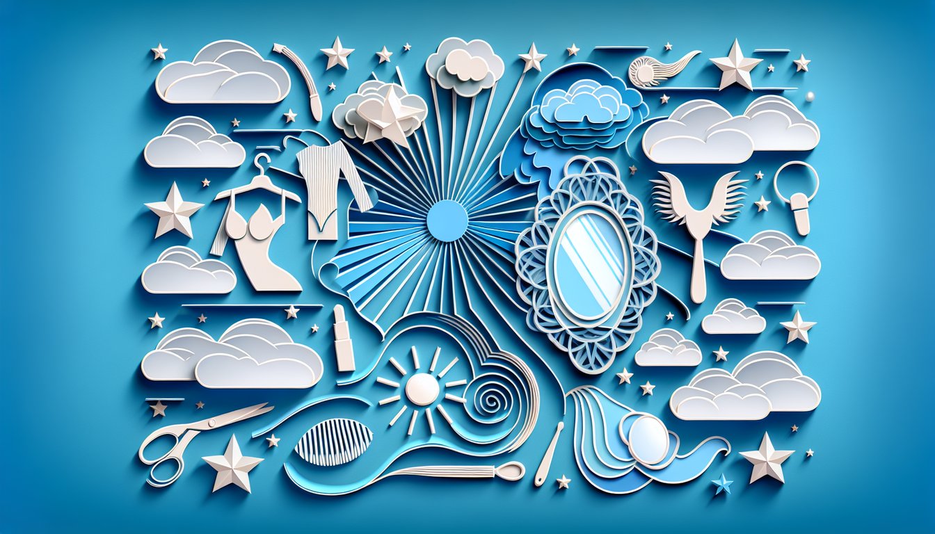 Paper art illustration for male attractiveness quiz on a sky blue background.
