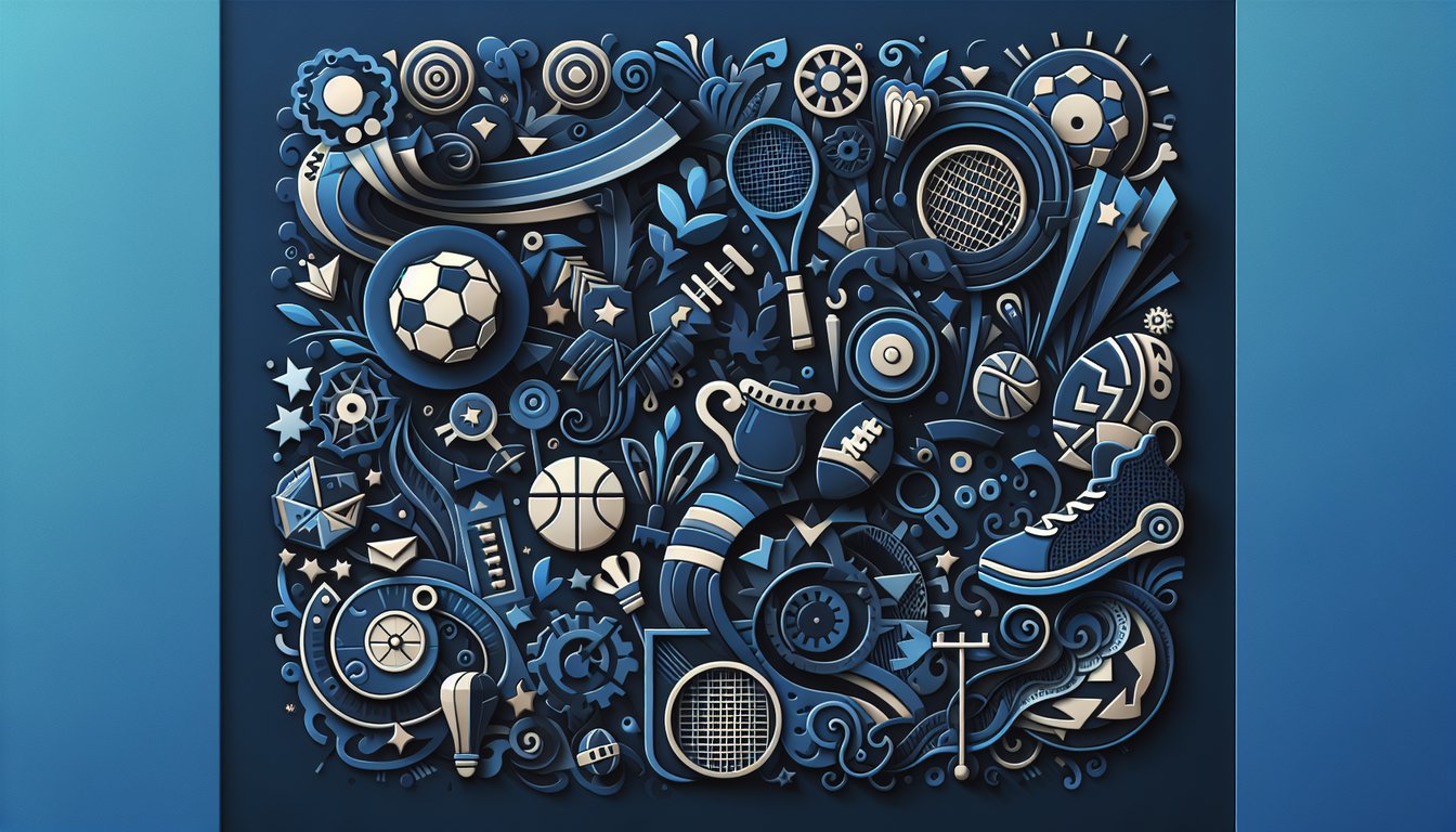 Colorful paper art depicting elements related to sports and general knowledge trivia quiz.