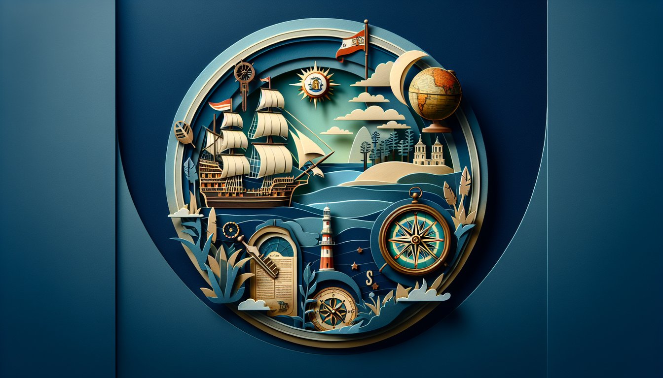 Paper art quiz illustration Georgia Colony, colonial map Spain founded Georgia, true false on dark blue background