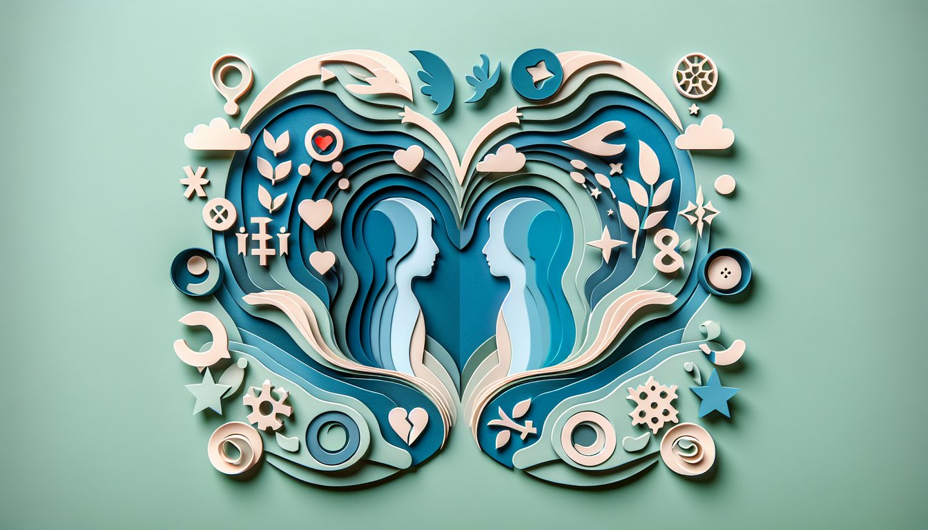 Paper art illustration for quiz about reuniting with ex on teal background