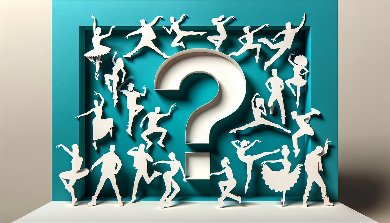 Paper art dancers against a teal background with quiz text inviting users to discover their dance personality
