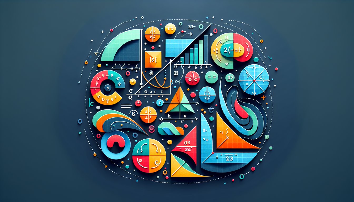 Colorful paper art promoting Quadratic Kickstart Quiz for high school students.