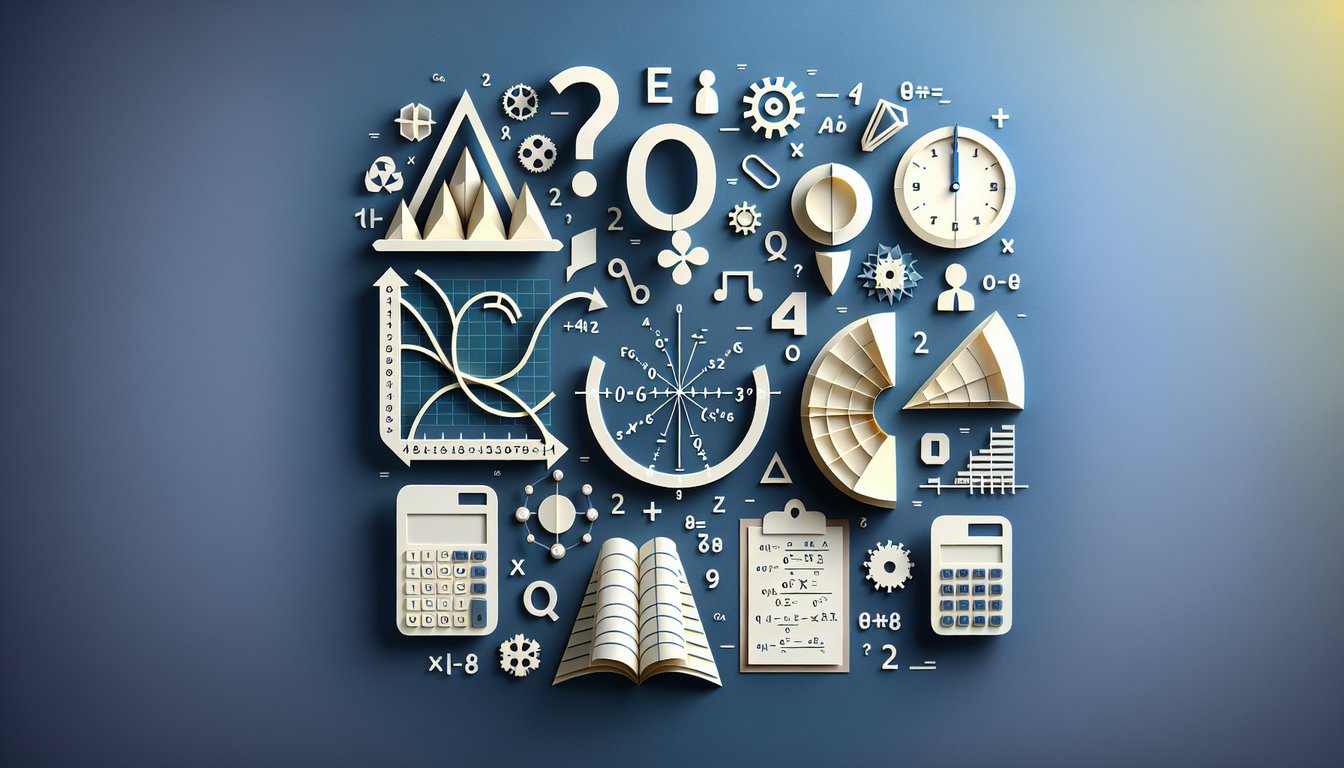 Paper art depicting a trivia quiz on Quadratic Mastery for high school students.