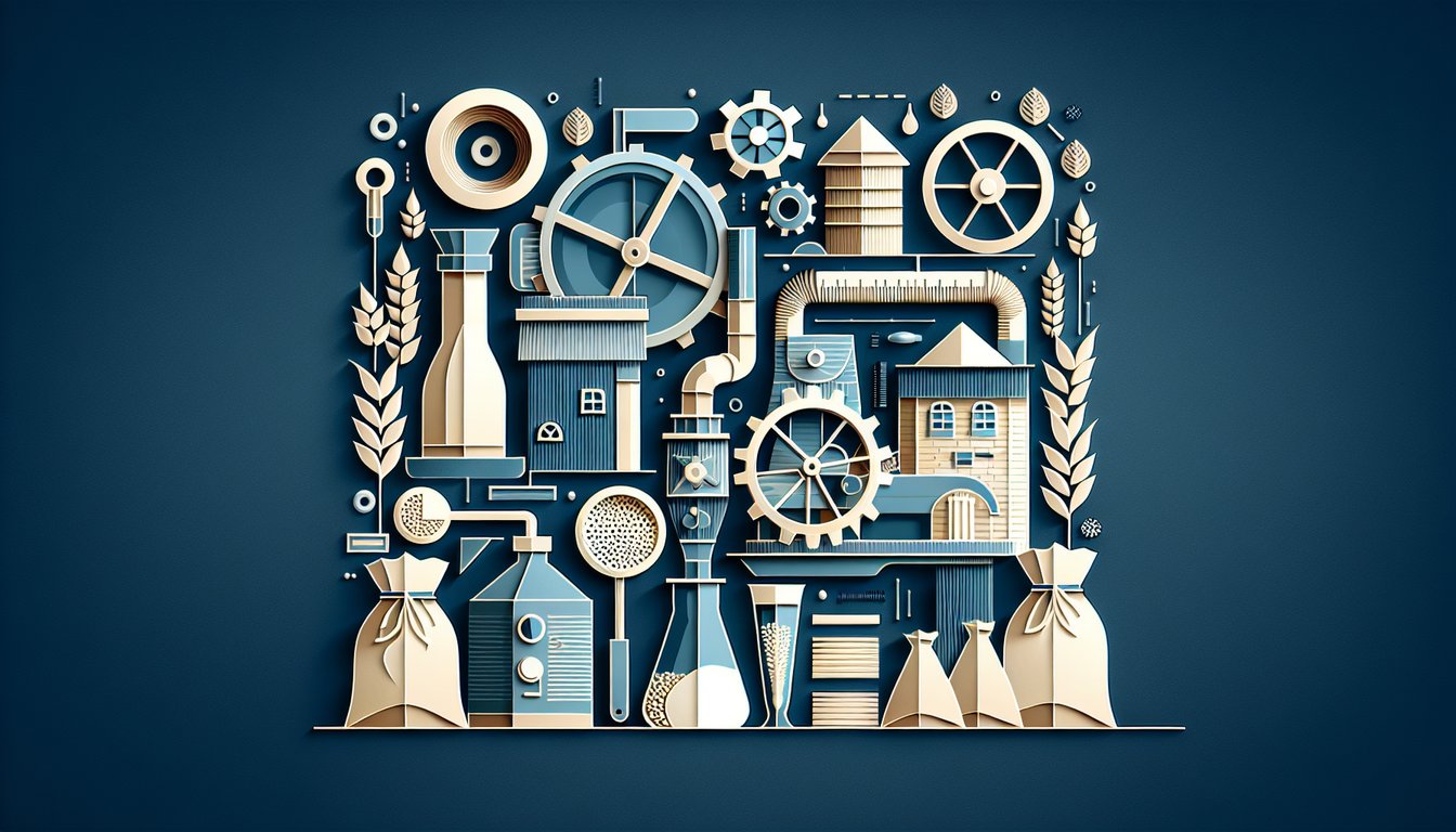 Colorful paper art displaying questions for a Flour Quality Control Knowledge Test quiz