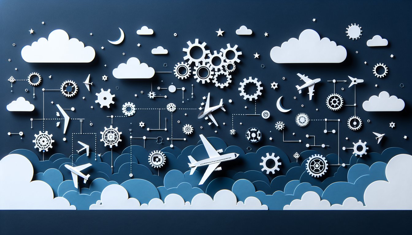 Colorful paper art depicting a quiz about Aircraft Systems Knowledge