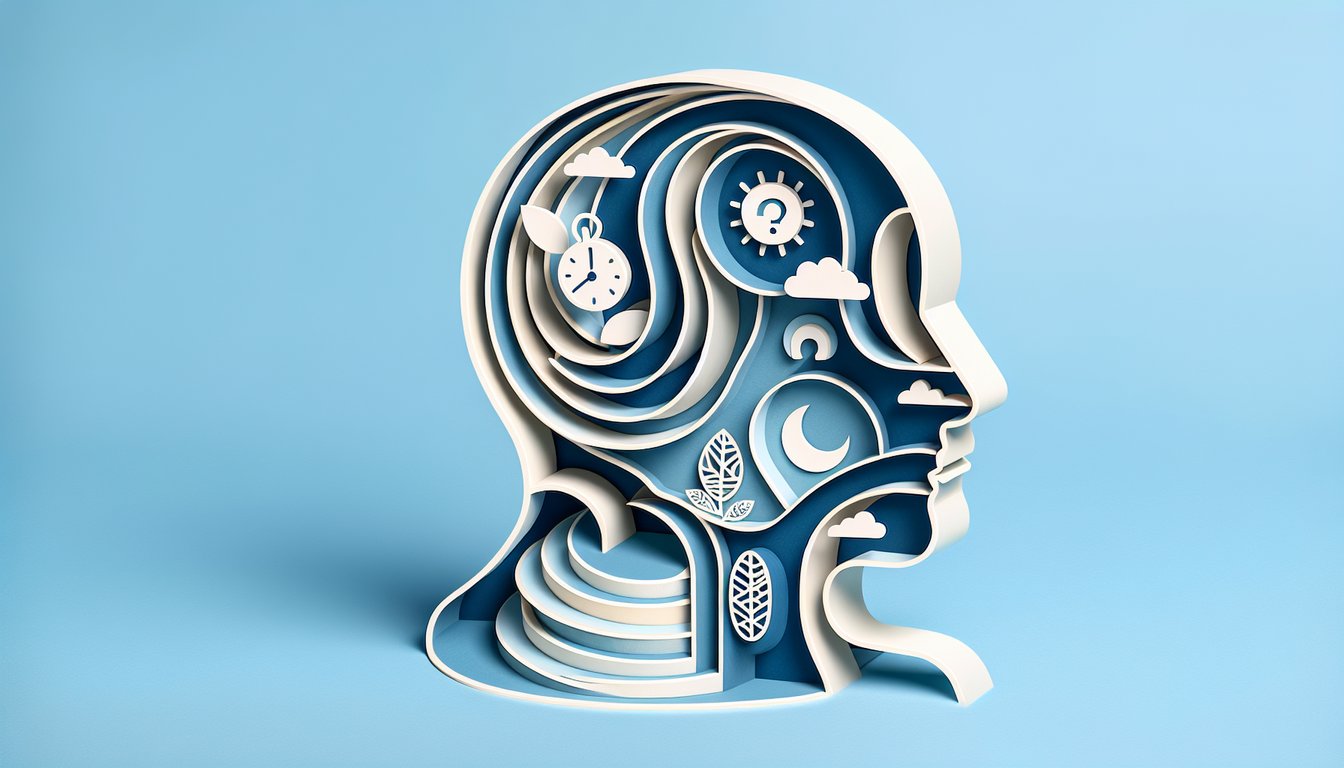 Paper art illustration depicting abstract compass and path icons floating on sky blue backdrop