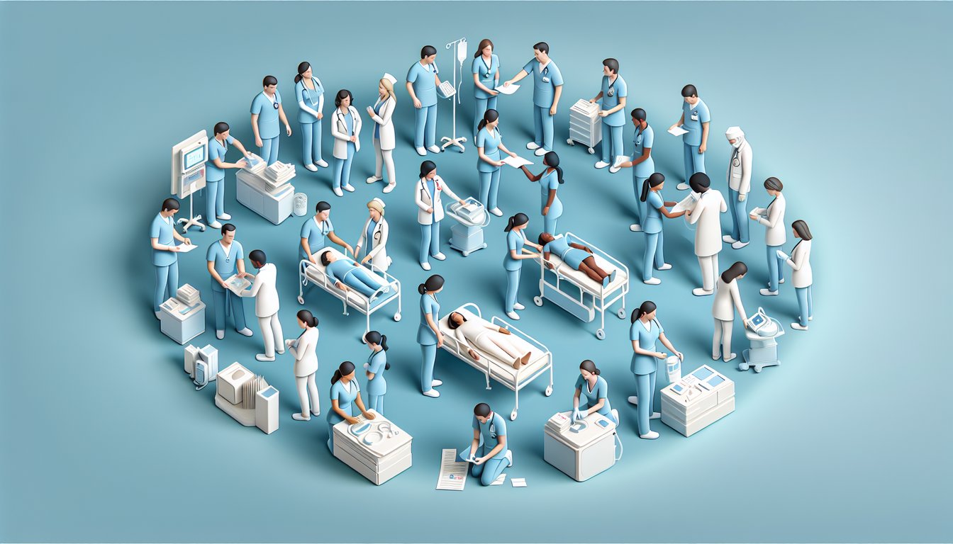 Paper art nurse scene with clipboard and stethoscope on sky blue background promoting free NCLEX interventions quiz