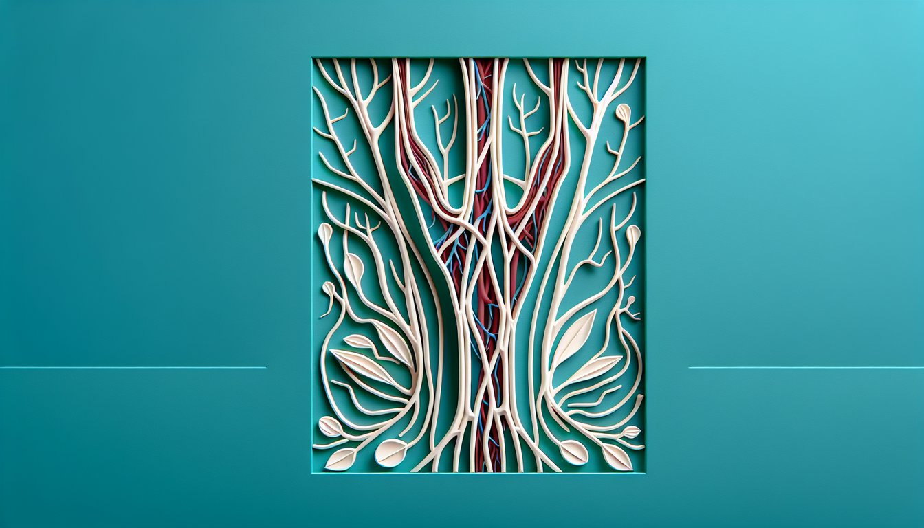 Paper art illustration for ulnar nerve pathway quiz on a teal background.
