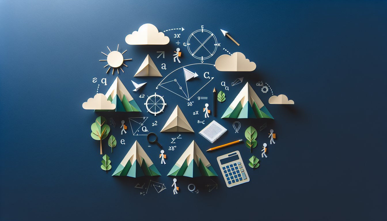 Paper art themed trivia quiz about Up  Down Angles for high school geometry students.