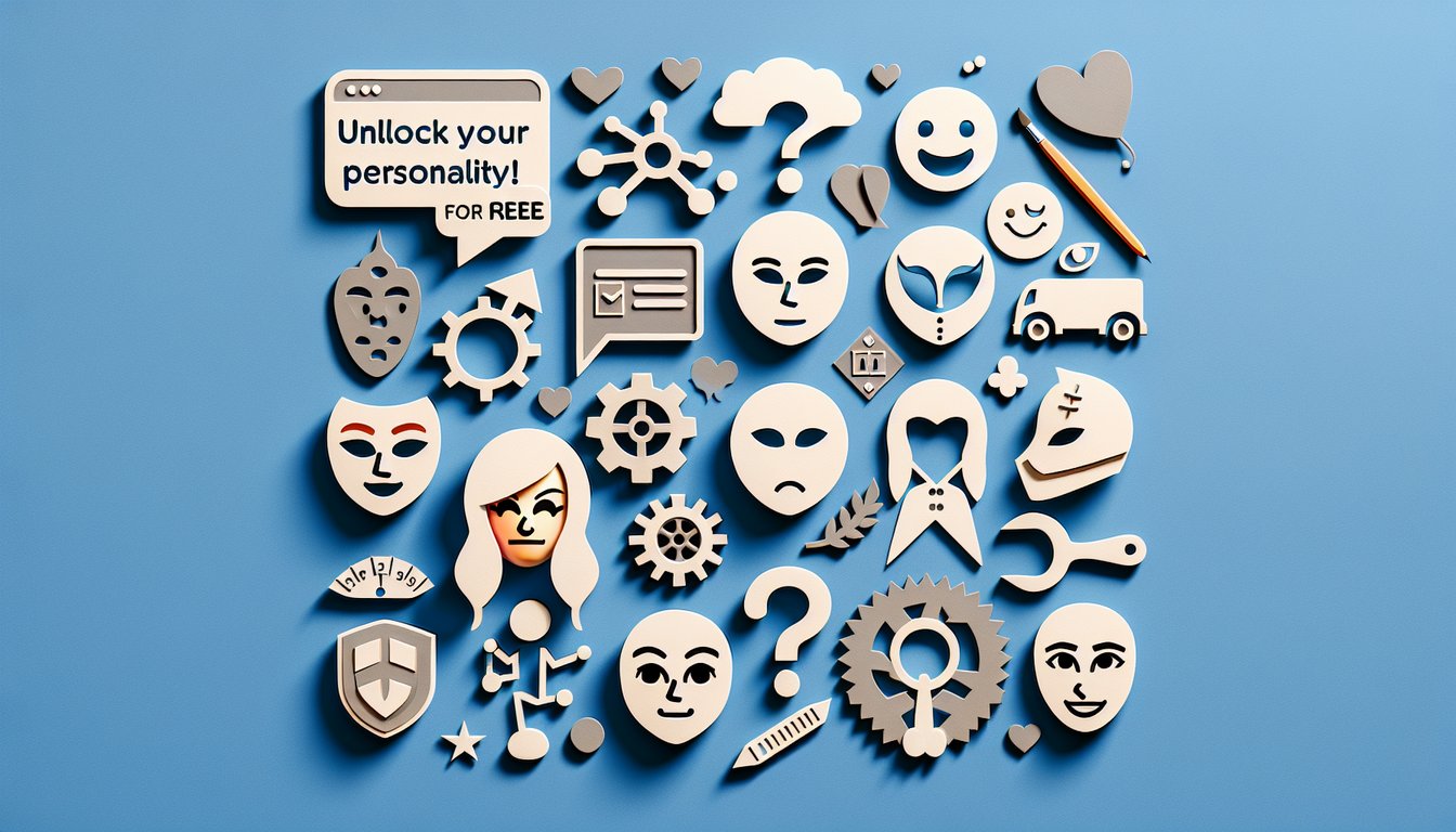 Paper art illustration for a Tomodachi Life personality quiz on a sky blue background