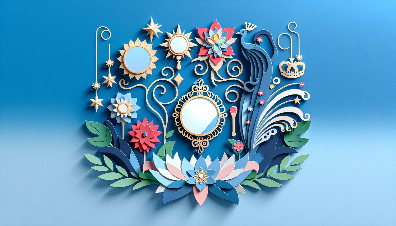 Paper art illustration for attractiveness quiz on sky blue background