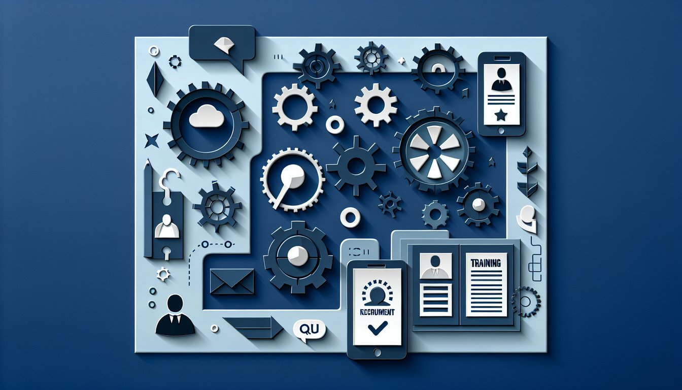 Colorful paper art illustrating a quiz on Recruitment Software Training