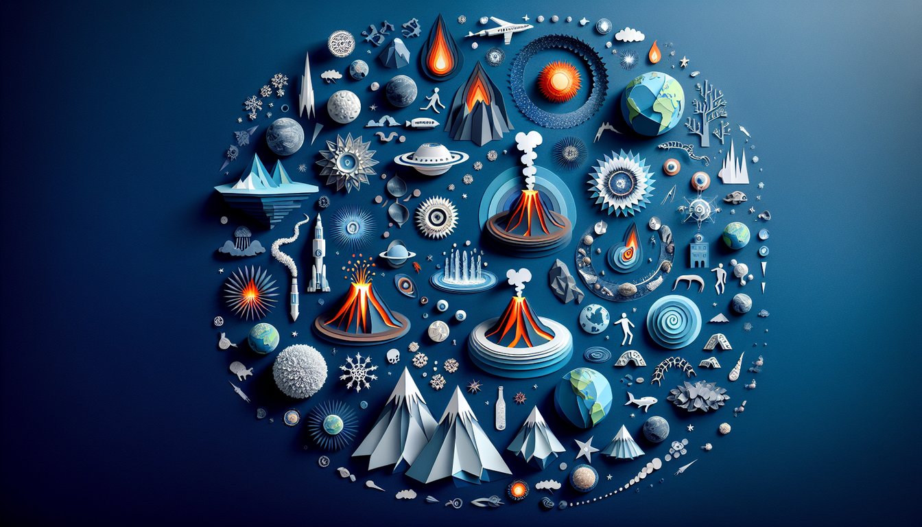 3D voxel art illustrating the course History of the Earth System