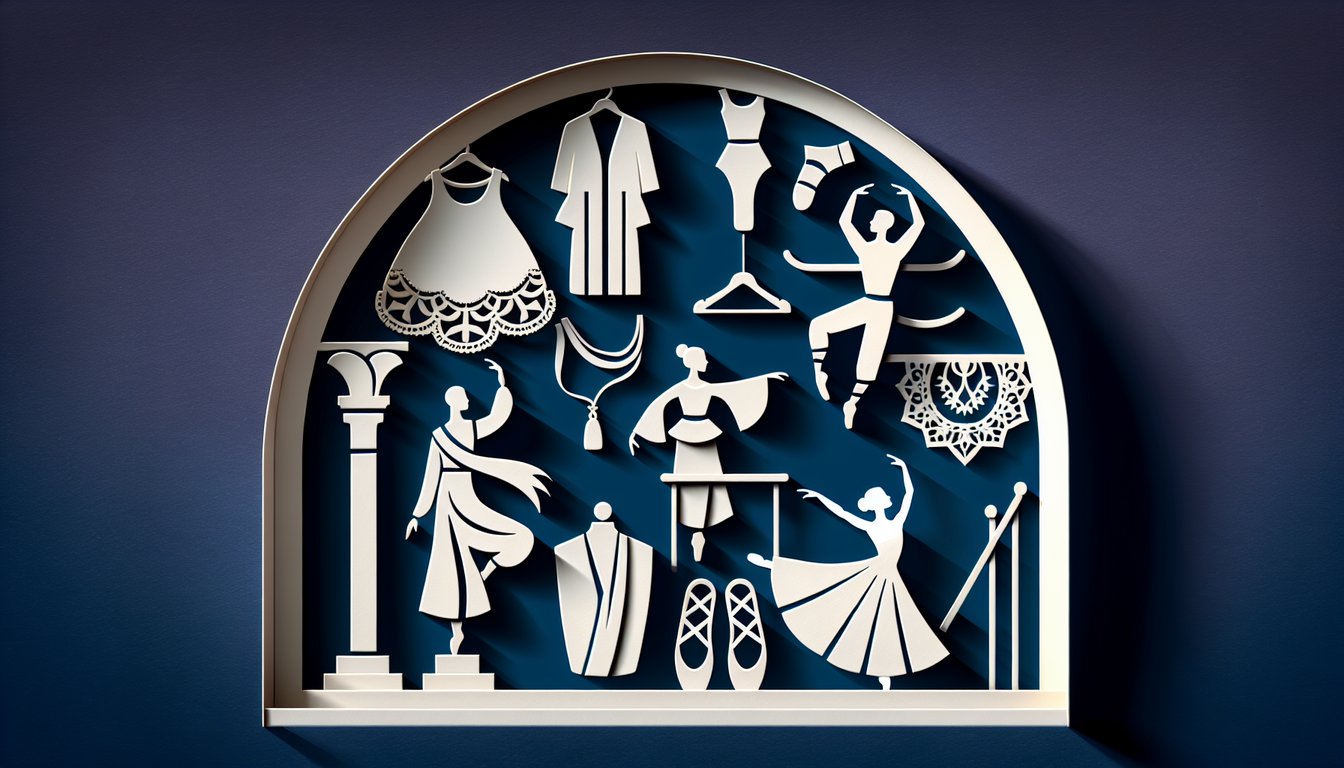 Paper cut style ballet dancer silhouette and quiz title on dark blue background