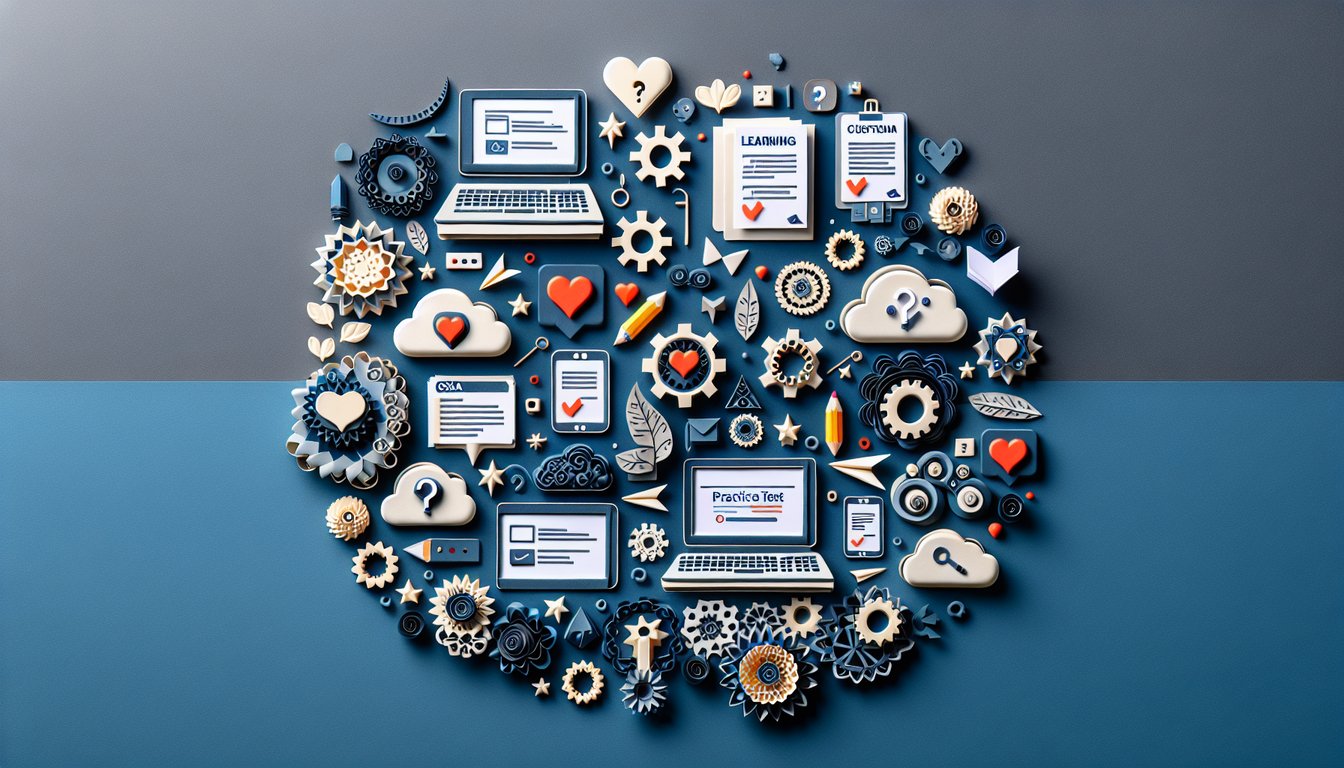 Colorful paper art displaying questions for ServiceNow CSA Practice Test quiz.