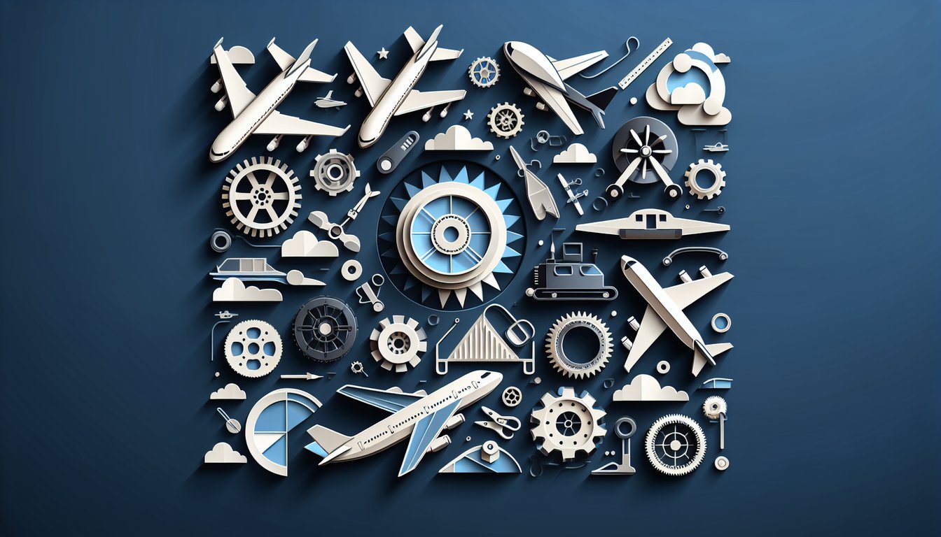 paper art airplane with trivia icons and text on dark blue background for fun free aircraft quiz
