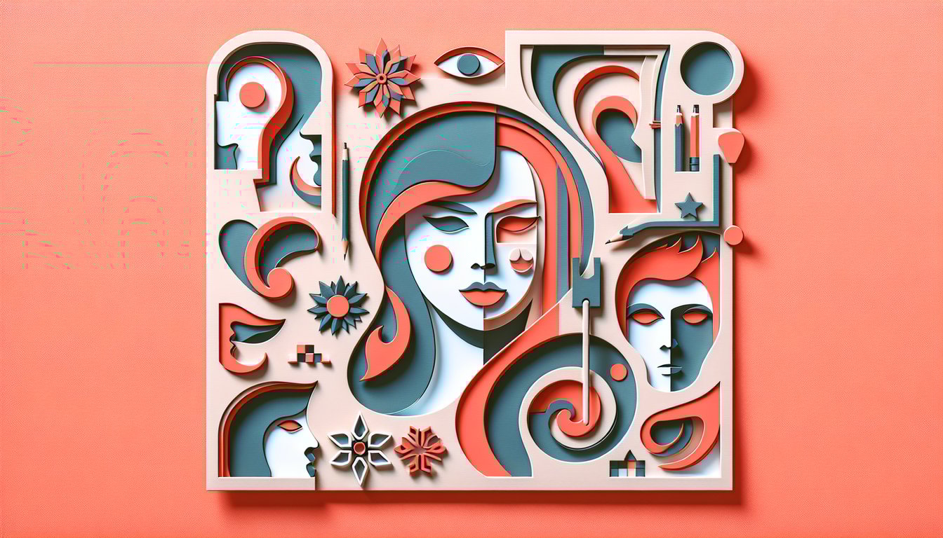 Paper art coral background with cutout letters reading free Sebastian Stan character quiz find matching role share results