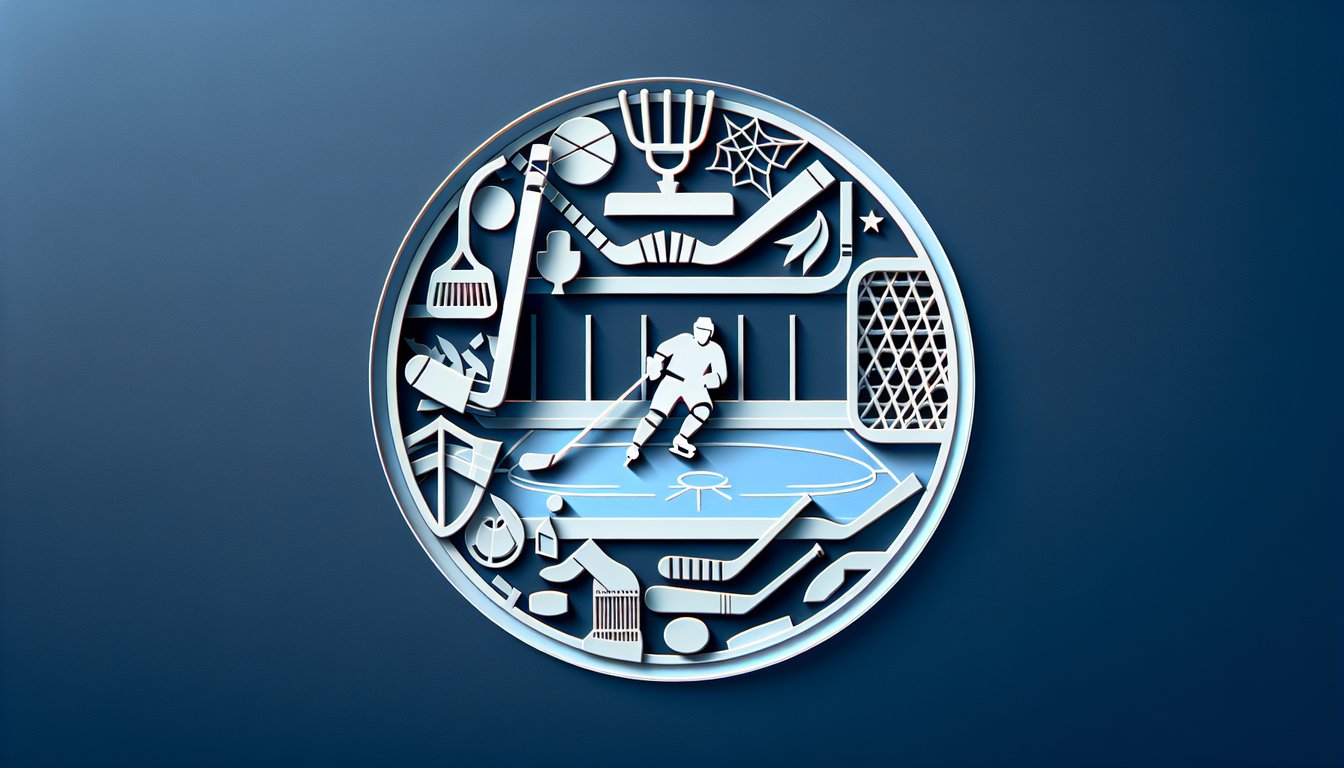 Paper art illustration on dark blue background featuring NHL team logos for logo quiz challenge