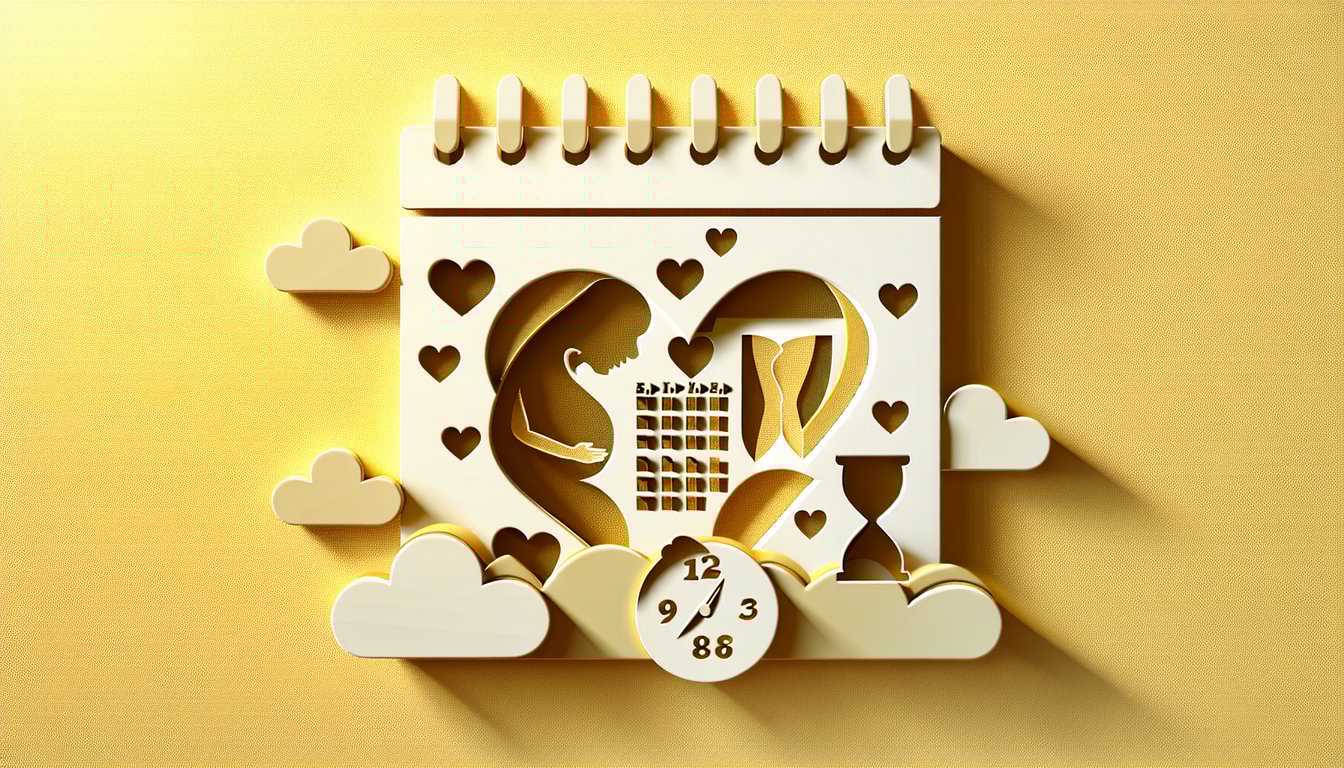 Paper art illustration for a labor prediction quiz on a golden yellow background