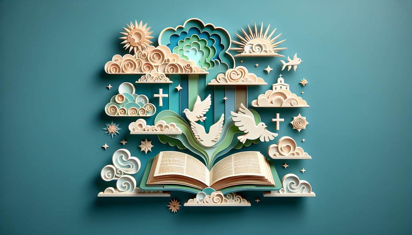 paper art illustration for free Pastor Lacey quiz on teal background featuring favorite scriptures quiz answers