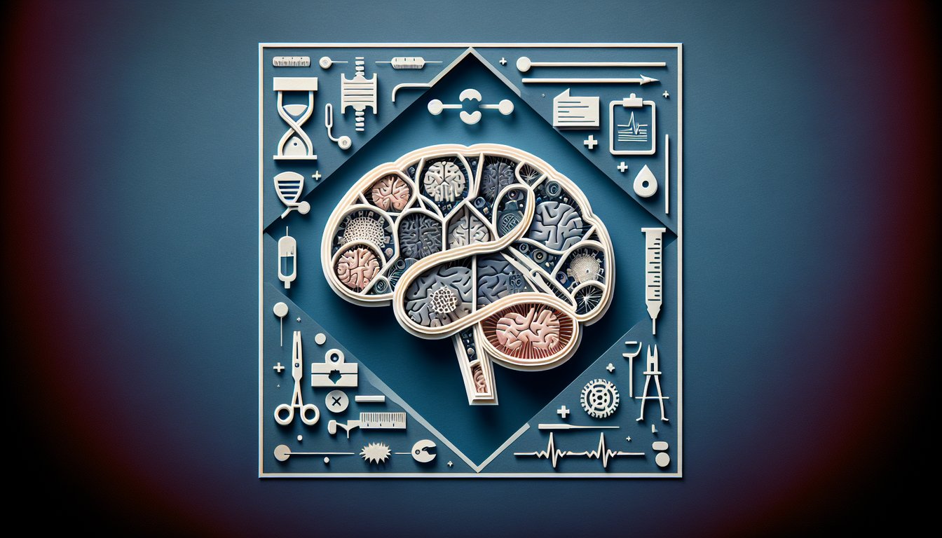 Colorful paper art promoting a fun MIR Neurosurgery Practice Quiz.